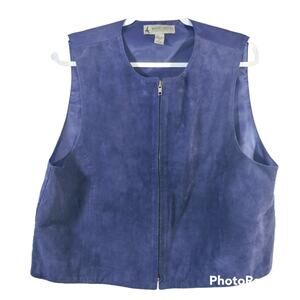 Marsh Landing Purple Suede Leather Zipper Vest Size L
